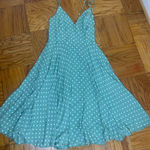 INA  Mint  mini 100 % rayon summer Green Dress with White Dots L Photo 0