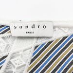 Sandro  Womens US 4 Illa Midi Dress Striped Lace Cold‎ Ruffle Shoulder Blue White Photo 9