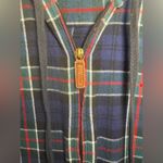 LL Bean Scotch Plaid Hoodie Womens Sz Medium Flannel Relaxed Fit Full Zip Jacket Blue Photo 5