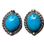 Southwestern Sterling Silver Natural Sleeping Beauty Turquoise Stud Earrings Blue Photo 0