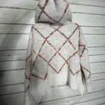 POL  Knit Hoodie Sweater Size Small V-Neck Pullover Diamond Pattern Photo 8