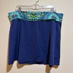 Title Nine Navy Blue Foldover Patterned Waist Waistband Splash Swim Skirt Photo 1