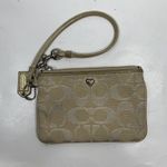 Coach Poppy Wristlet Wallet Signature C Tan Metallic Detail Trim Zippy With Fob Photo 1