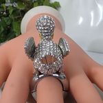 Large Statement Pelican Stretch Ring Rhinestone Covered Yellow Photo 1