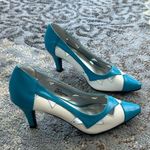 Andiamo Vintage Cutout Heels Turquoise & White 7 Photo 0