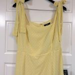 Lulus Women’s Bimini Light Yellow Swiss Dot Tie-Strap Midi Dress Size XL NWT Photo 2