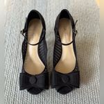 Lulu Townsend  Black Mesh Bow Pointed Toe Ankle Strap High Heels Sz 8 Photo 11