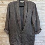 Vtg Mitchell Mitchell Womens 14 Blazer Long 3/4 Ruched Sleeves 80s Shoulder Pads Gray Photo 0