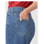 Paige Meadow Raw Hem Denim Midi Skirt Size 24 Photo 3