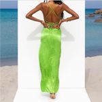 Rat & Boa Carine Green Floral Jacquard Open Back Corset Maxi Dress Medium Photo 1