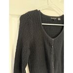 Jeanne pierre Knit Cardigan Sweater Ribbed Button Front 3/4 Sleeve Black S Photo 1