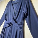 Brooks Brothers  Women’s Navy Twist Front Fit & Flare Dress Size L Long Sleeve Photo 4