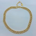 necklace with iced crystal curb chain in gold tone choker chain length 15” Photo 0