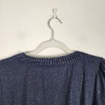 Jones New York  Metallic Top Navy Silver Peplum Long Sleeve Pullover Size MP Photo 12