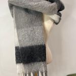 ZARA Oversized Color Block Blushed Plaid Fluffy Fringe Scarf Photo 0