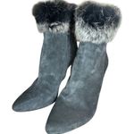 Antonio Melani Kylan Suede Rabbit Fur Trim Stiletto Boots. Size 7.5 Photo 8