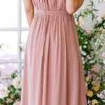 Revelry Eliza Chiffon Rosewood Pink Mauve Bridesmaids Prom Full Length Dress 2 Photo 9