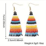 1 Pair Of Bohemian Native American Style Ethnic Glass‎ Beaded Earrings Photo 8