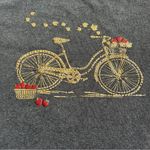 Karen Scott Vintage Gray Shirt Leaves Apples Gold Bicycle and Red Accents Fall Photo 2