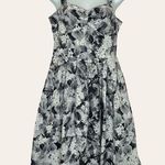 Talbots  Petites Floral Dress Sweetheart Neckline Retro Pinup Girl Black White 6P Photo 0