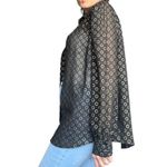 Modcloth  womens large black chiffon gold light weight button up collared top​ Photo 3