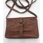 Patricia Nash  Italian Leather Tooled Torri Clutch Florence Brown Purse Crossbody Photo 1
