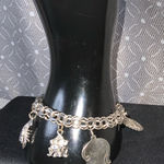 Vintage Sterling Charm Bracelet with 7 Dangle Charms 7” Silver Photo 0