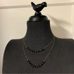 Set Of Two Sterling Silver Black Faceted Beaded Onyx Necklaces Layering Photo 2