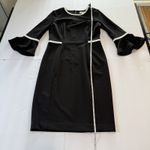 Calvin Klein Black 3/4 Bell Sleeve White Piping Trim Sheath Dress Size 6 Photo 7