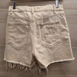 ZARA {2} Cream Tan Frayed Distressed Denim Shorts Photo 6