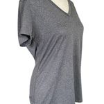 Champion women's size medium gray pullover short sleeve v-neck stretchy t-shirt Photo 1