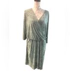 Roz & Ali  Green and White Long Sleeve Dress Size 3X Photo 1