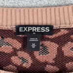 EXPRESS Sweater Leopard Print Cheetah Crew Neck Long Sleeve Brown Edgy Medium Photo 6