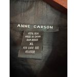 Anne Carson  Black Silk Embroidered Shirt Dress XL Floral Button-Up Duster Photo 3