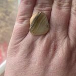 Handcrafted Tumbled Striped Oregon Coast Agate Stainless Steel Open Back Ring Photo 3