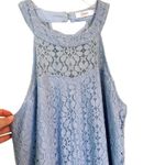 Candie's Candie’s Light Blue Lace Mini Dress Size Large High Neck Sleeveless Elegant Photo 7