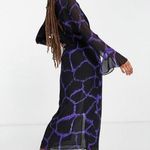 Topshop NEW  Woven Knot Front Plunge Midi Dress Sheer Black Purple US 6 Photo 7