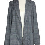 Hollister  XL Navy Houndstooth Plaid‎ Open Front Sweater Blazer Jacket Academia Photo 0