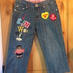 TEENIE WEENIE Embellished Patches Blue Jean Capris EUC 6 Rare HTF Photo 1