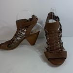 Vince Camuto Women's Sandals Size 8.5M Tan Gladiator "Evel" Leather cone Heel Photo 1
