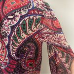 Loft  Dress Shift Ruffle Collar Lined Lightweight Floral Paisley Bold Bohemian Photo 11