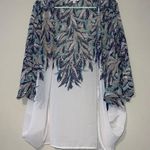 Charming Charlie  medium cardigan womens white blue floral pattern sheer flowy Photo 0