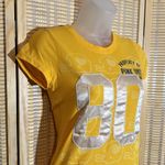 PINK - Victoria's Secret  Orange Yellow Football Tee Shirt Capped Sleeves XS Photo 1