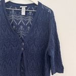 Catherines  Open Knit V-Neck Cardigan Sweater Top Boho Cottage Blue Plus Size 3X Photo 3