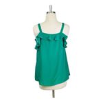 Joie  Green 100% Silk Ruffle Strappy Top Cold Shoulder Women Size‎ Medium Photo 4
