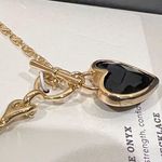 Luna Norte | Black Onyx Heart Necklace Gold Photo 5