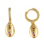 Metal Cowrie Shell Earrings Gold Photo 1