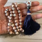 Rhodochrosite Howlite Gemstone Mala Necklace Photo 1