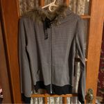 NWT Chor Black and Gray Chevron Zip Up Hoodie with Faux Fur Hood XL Photo 1