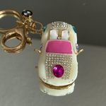 New White & Bedazzled BMW Convertible Bag Charm Keychain Photo 2